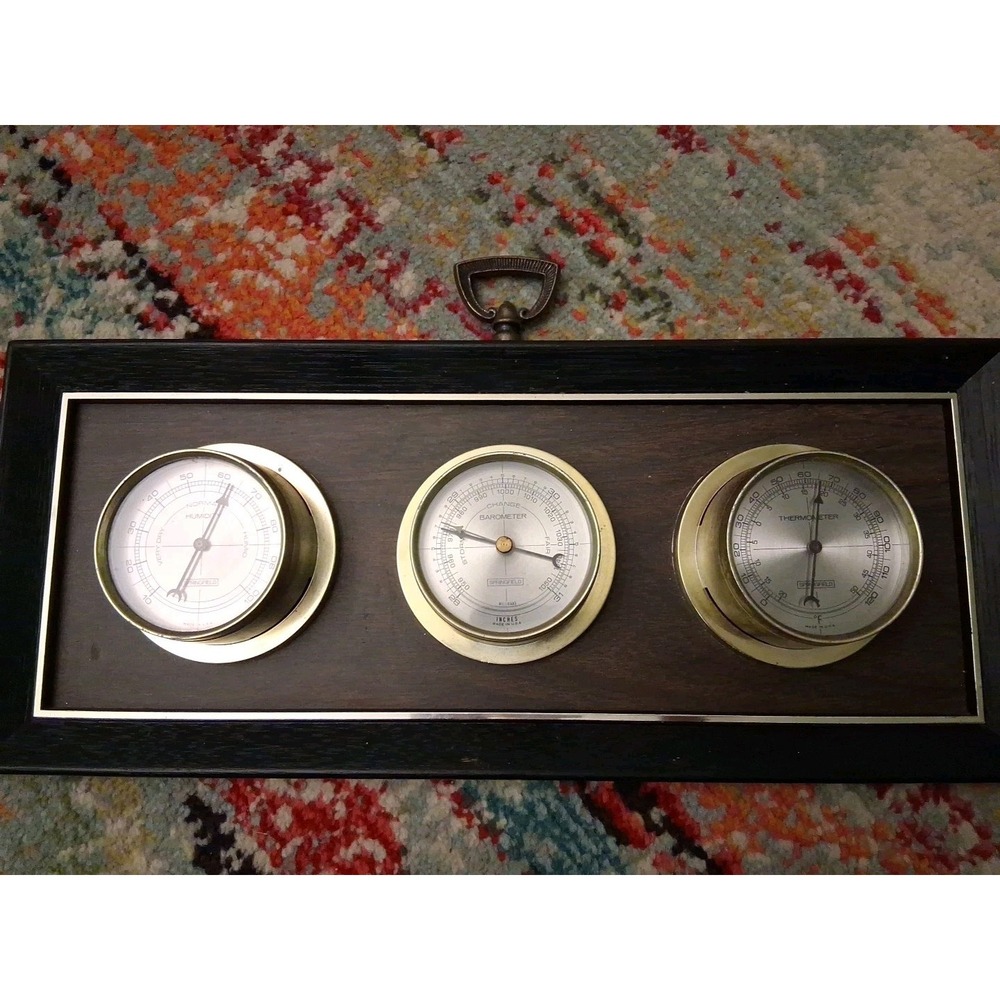 Springfield Vintage Weather Station - Thermometer, Barometer, Humidity - Picture 2 of 12